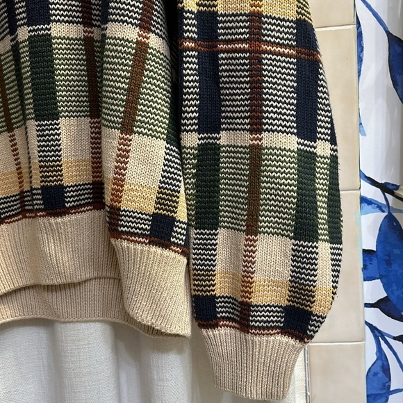 Men’s Y2K 90s Nautica Plaid Cotton Knit Crewneck Sweater Size XL - Picture 4 of 7